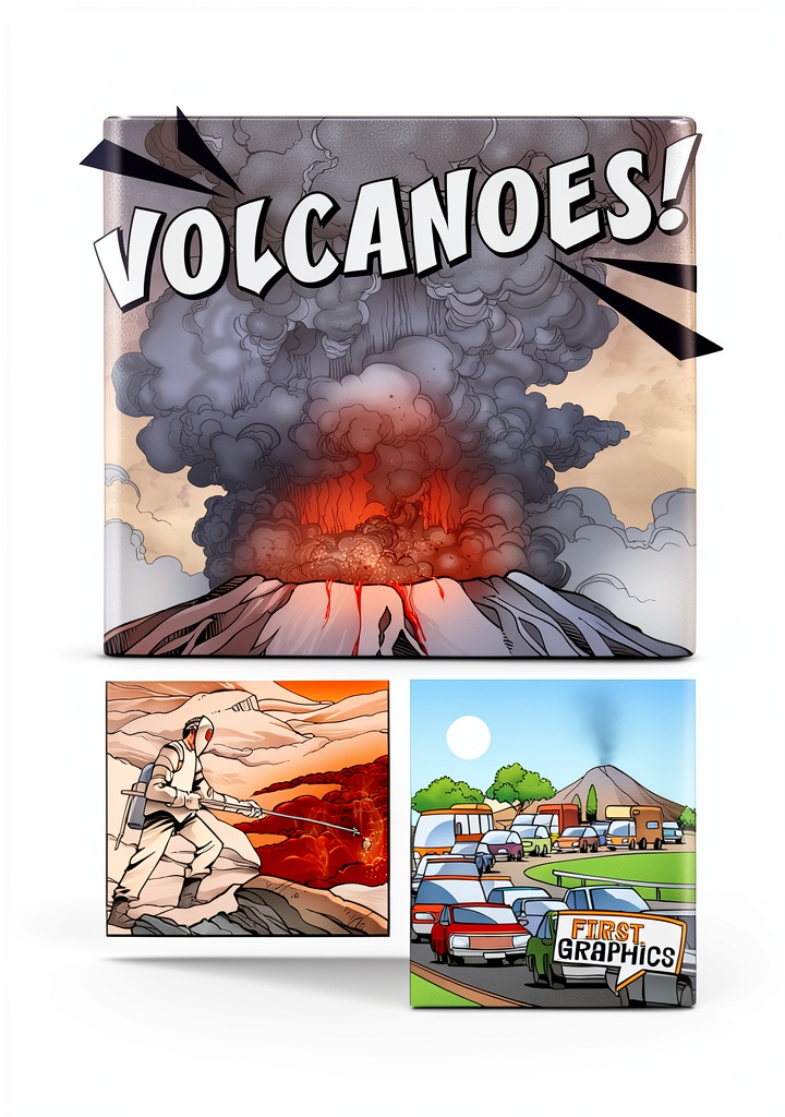 Installing Capstone Press Earthquake and Volcano Books for Kids on a wooden desk