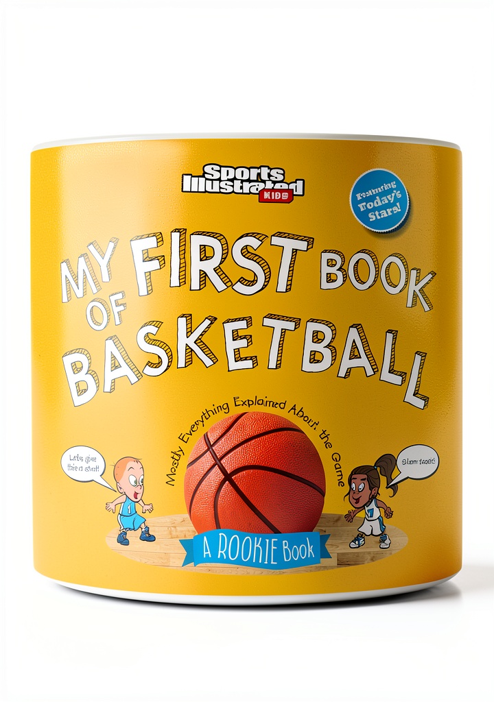 Installing Sports Illustrated Kids Basketball Book for Children on a wooden desk