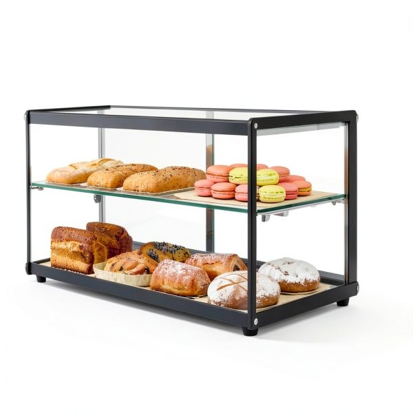 Bakery Display Case Capelvan 85L Tempered Glass Aluminum Countertop-2