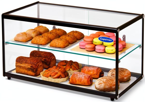 Bakery Display Case Capelvan 85L Tempered Glass Aluminum Countertop-1