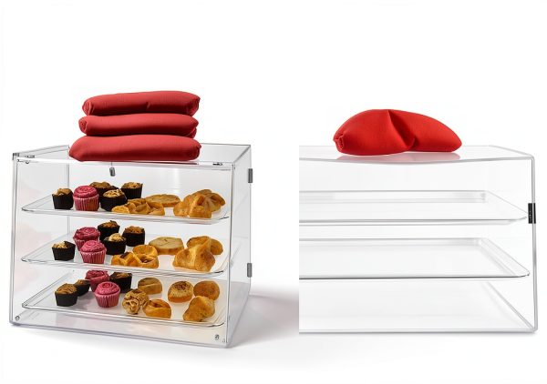 Joymaney 3-Tier Acrylic Bakery Display Case 4mm Dual-Magnet Doors-1