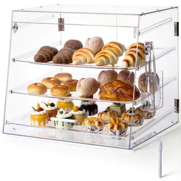 3 Tray Commercial Countertop Bakery Display Case Qmeeki Acrylic-0
