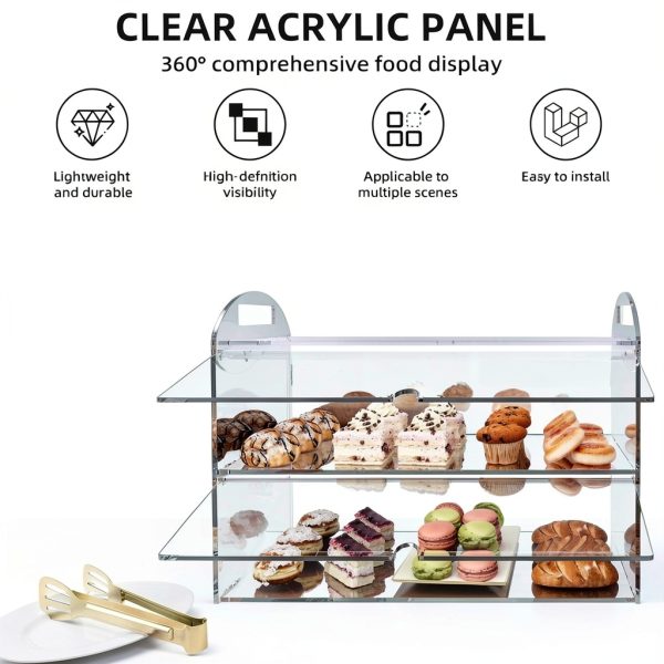 Cupcake Display Case with Handle – 19x 9.5x 11.8″ Commercial Bakery Showcase –Large bread box Transparent Acrylic Food Display for Desserts, Donuts, Cakes, Pastries – Easy to Clean & Assemble-5