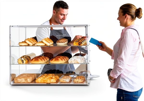 3-Tier Bakery Display Case Cityjoy Countertop Cabinet 19.5x14.9x10.2-3