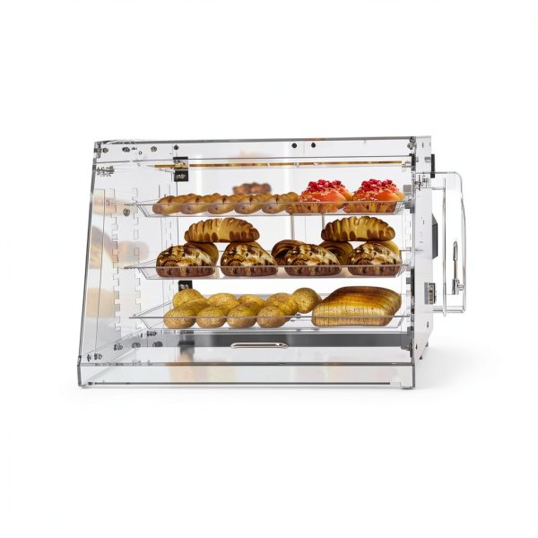 Countertop Bakery Display Case 3‑Tray Adjustable with Bread Tong 21"-2