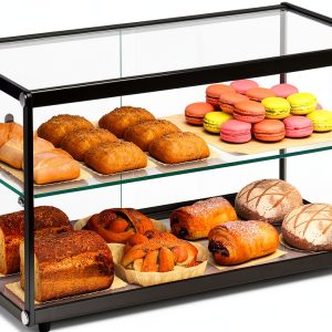 Bakery Display Case Capelvan 85L Tempered Glass Aluminum Countertop-0