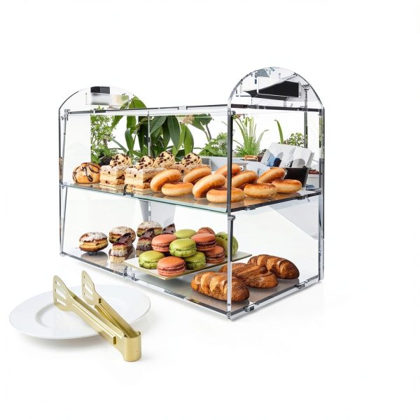 Cupcake Display Case with Handle – 19x 9.5x 11.8″ Commercial Bakery Showcase –Large bread box Transparent Acrylic Food Display for Desserts, Donuts, Cakes, Pastries – Easy to Clean & Assemble-6