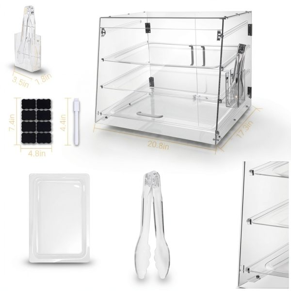 3 Tray Commercial Countertop Bakery Display Case Qmeeki Acrylic-1
