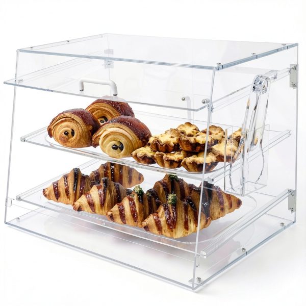 2 Tray Commercial Countertop Bakery Display Case Qmeeki Acrylic-2