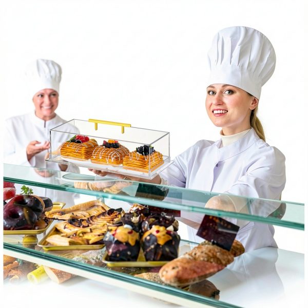 Acrylic Bakery Pastry Display Case FoldTier GOO1849 Handle & 9" Tong-6