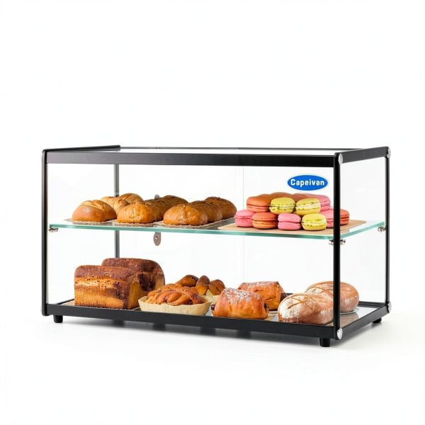 Bakery Display Case Capelvan 85L Tempered Glass Aluminum Countertop-3