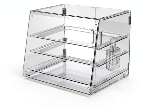 Alltanken 3-Tier Pastry Display Case with Bread Tong, Rear Door-3