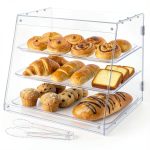 Joymaney 3-Tier Acrylic Bakery Display Case 4mm Dual-Magnet Doors-0