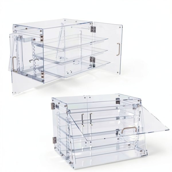 Countertop Bakery Display Case 3‑Tray Adjustable with Bread Tong 21"-3