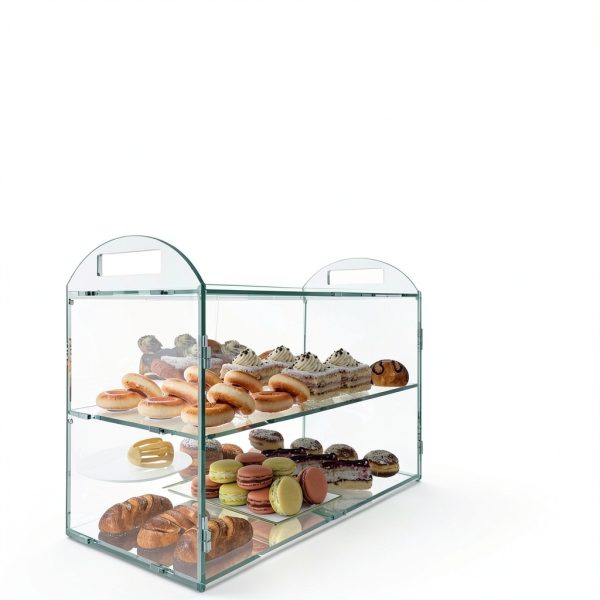 Cupcake Display Case with Handle – 19x 9.5x 11.8″ Commercial Bakery Showcase –Large bread box Transparent Acrylic Food Display for Desserts, Donuts, Cakes, Pastries – Easy to Clean & Assemble-3