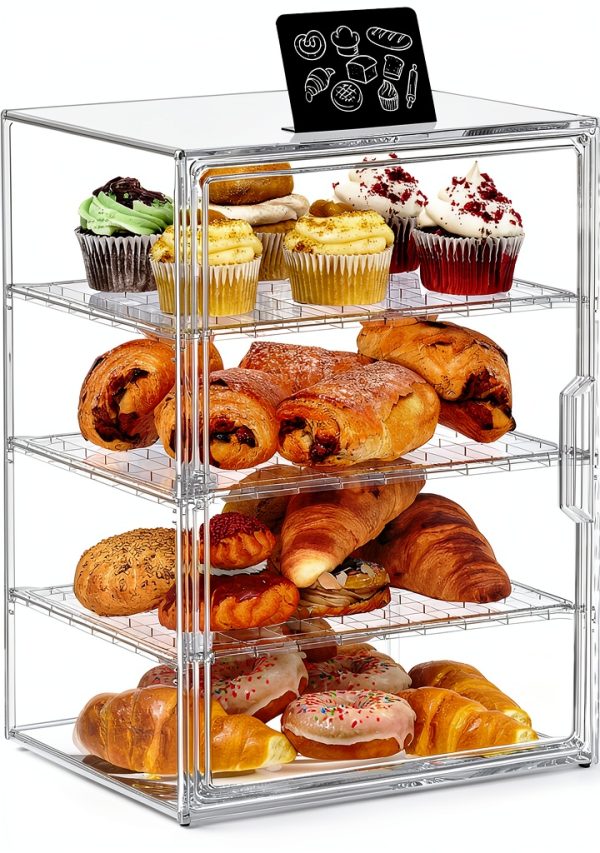 Nuovoware Transparent Bread Box 4 Layer Adjustable Display Case-0