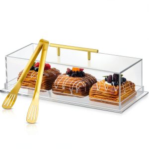 Acrylic Bakery Pastry Display Case FoldTier GOO1849 Handle & 9" Tong-0