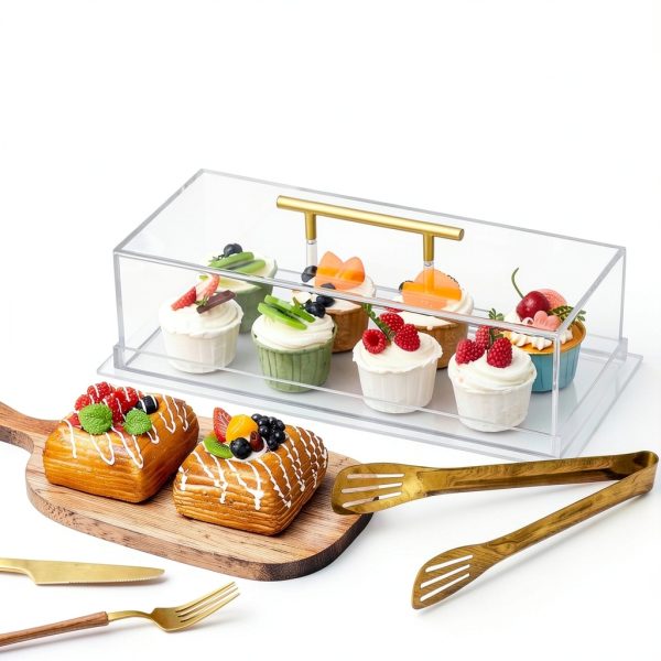 Acrylic Bakery Pastry Display Case FoldTier GOO1849 Handle & 9" Tong-4