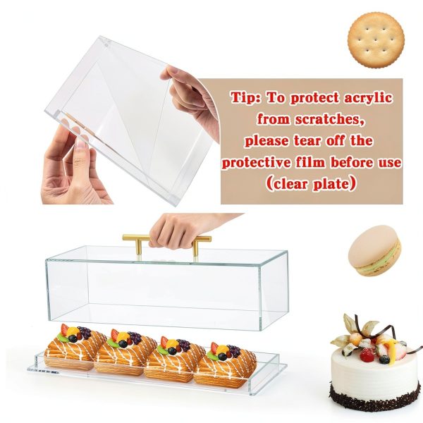 Acrylic Bakery Pastry Display Case FoldTier GOO1849 Handle & 9" Tong-3
