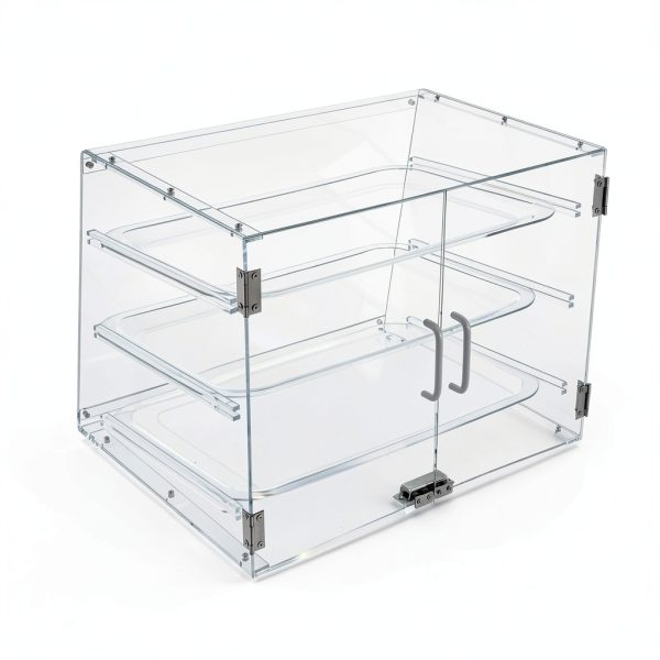 3-Tier Clear Pastry Display Cabinet, Commercial Acrylic Countertop Showcase with Magnetic Door & Removable Shelves, for Donuts Cakes Pastries Desserts in Bakeries Cafes Restaurants-8