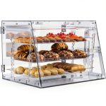 Countertop Bakery Display Case 3‑Tray Adjustable with Bread Tong 21"-0