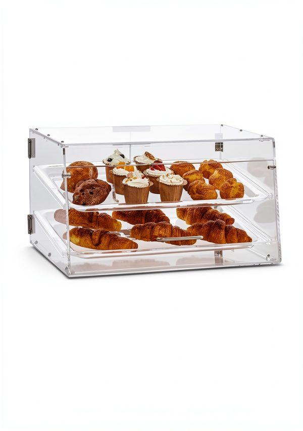 VEVOR Pastry Display Case, 2-Tier Commercial Countertop Bakery Display Case, Acrylic Display Box with Rear Door Access & Removable Shelves, Keep Fresh for Donut Bagels Cake Cookie, 20.7"x13.2"x11.9"-6