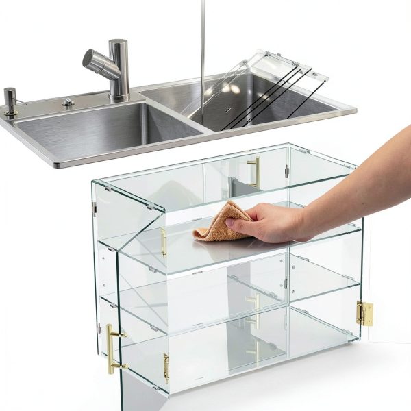 3 Tiers Clear Acrylic Counter Top Bakery Display Case 5mm high Impact PETG Panels Bread Case 19.5"X15"X10.2" Party Cake Cabinet-6