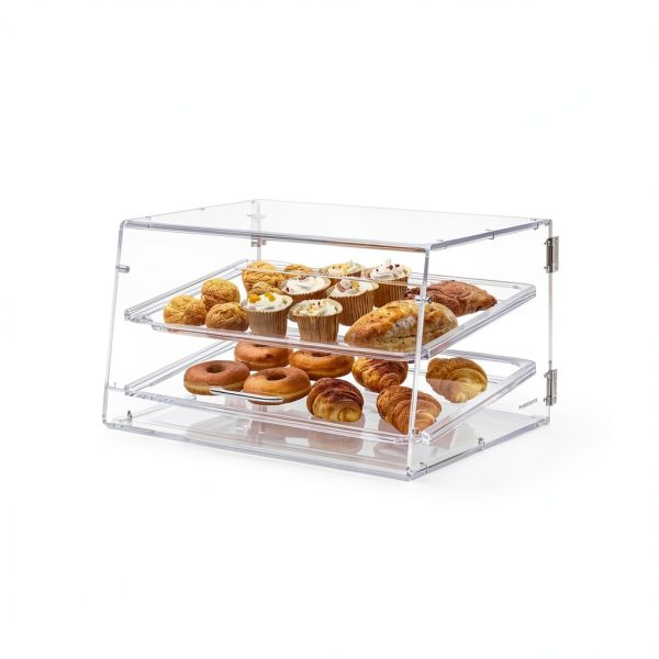 VEVOR Pastry Display Case, 2-Tier Commercial Countertop Bakery Display Case, Acrylic Display Box with Rear Door Access & Removable Shelves, Keep Fresh for Donut Bagels Cake Cookie, 20.7"x13.2"x11.9"-7