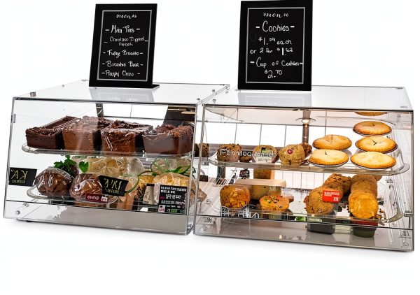 YBSVO 2 Tray Bakery Display Case with Front and Rear Doors - 21" x 17" x 12"-4