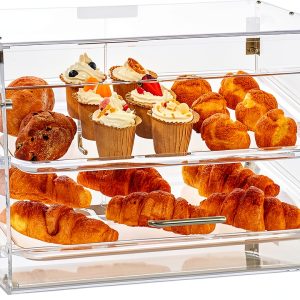 VEVOR Pastry Display Case, 2-Tier Commercial Countertop Bakery Display Case, Acrylic Display Box with Rear Door Access & Removable Shelves, Keep Fresh for Donut Bagels Cake Cookie, 20.7"x13.2"x11.9"-0