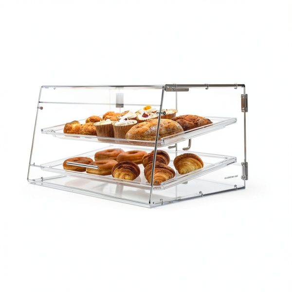 VEVOR Pastry Display Case, 2-Tier Commercial Countertop Bakery Display Case, Acrylic Display Box with Rear Door Access & Removable Shelves, Keep Fresh for Donut Bagels Cake Cookie, 20.7"x13.2"x11.9"-1