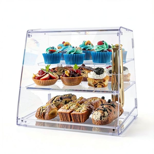 Pulchra Pastry Display Case 3 Tray, Acrylic Bakery Display Countertop - Detachable Tray, Transparent Clear Sturdy Versatile Display Case with Magnetic for Bread Pastry Dessert Food Cookie Kitchen-7