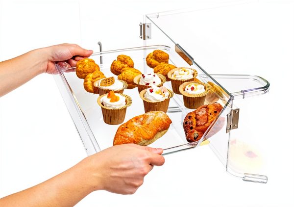 VEVOR Pastry Display Case, 2-Tier Commercial Countertop Bakery Display Case, Acrylic Display Box with Rear Door Access & Removable Shelves, Keep Fresh for Donut Bagels Cake Cookie, 20.7"x13.2"x11.9"-2