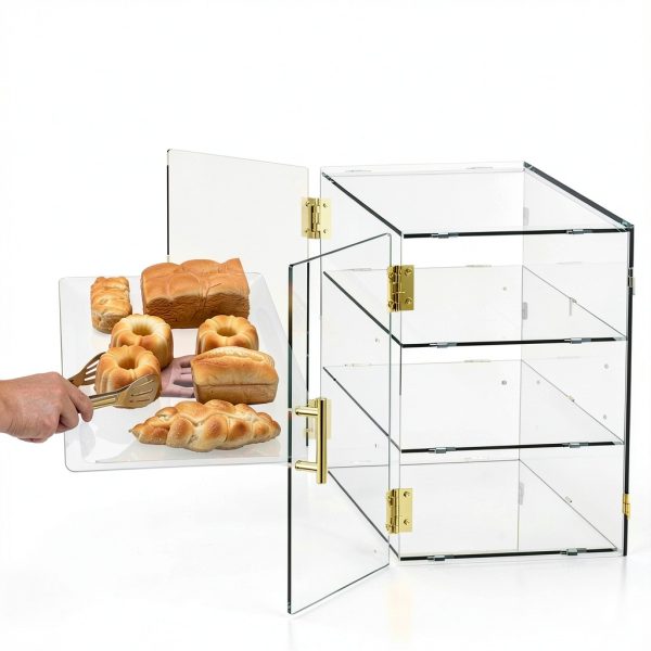 3 Tiers Clear Acrylic Counter Top Bakery Display Case 5mm high Impact PETG Panels Bread Case 19.5"X15"X10.2" Party Cake Cabinet-3