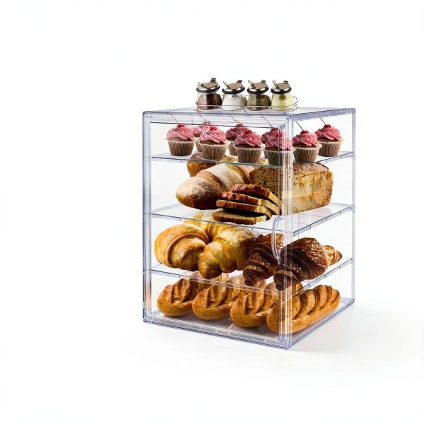Bakery Display Case Racks1 4‑Tier Countertop with Magnetic Door-5
