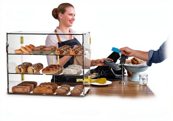 3 Tiers Clear Acrylic Counter Top Bakery Display Case 5mm high Impact PETG Panels Bread Case 19.5"X15"X10.2" Party Cake Cabinet-1