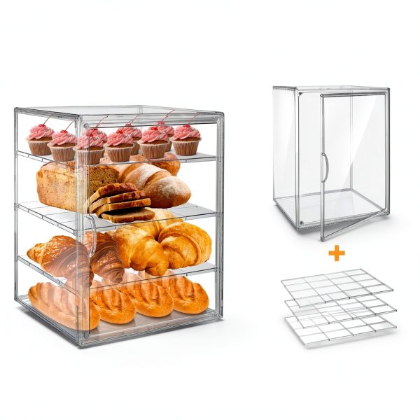 Bakery Display Case Racks1 4‑Tier Countertop with Magnetic Door-2
