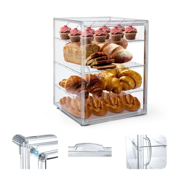 Bakery Display Case Racks1 4‑Tier Countertop with Magnetic Door-1