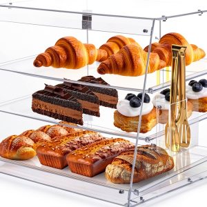 Pulchra Pastry Display Case 3 Tray, Acrylic Bakery Display Countertop - Detachable Tray, Transparent Clear Sturdy Versatile Display Case with Magnetic for Bread Pastry Dessert Food Cookie Kitchen-0