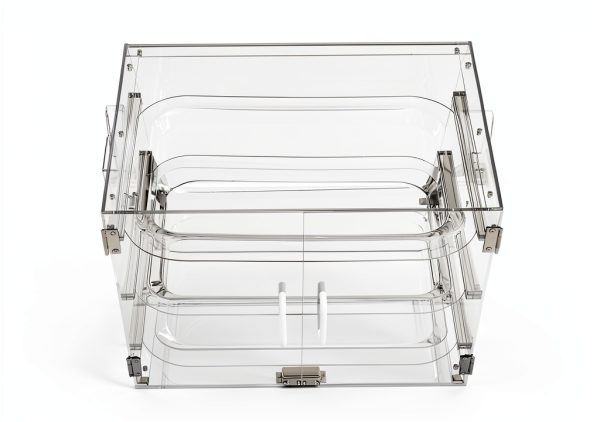 Malphi Acrylic 3-Tier Cafe Bakery Display Case, 21 x 17 x 16 inch, Removable Tray Shelves, Commercial Countertop Dessert Display Pastry Box with Magnetic Rear Door Access 3 Trays and bread clip-1
