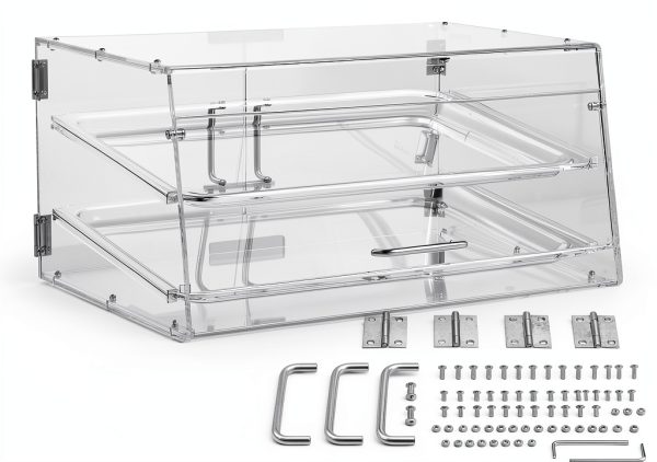 VEVOR Pastry Display Case, 2-Tier Commercial Countertop Bakery Display Case, Acrylic Display Box with Rear Door Access & Removable Shelves, Keep Fresh for Donut Bagels Cake Cookie, 20.7"x13.2"x11.9"-8