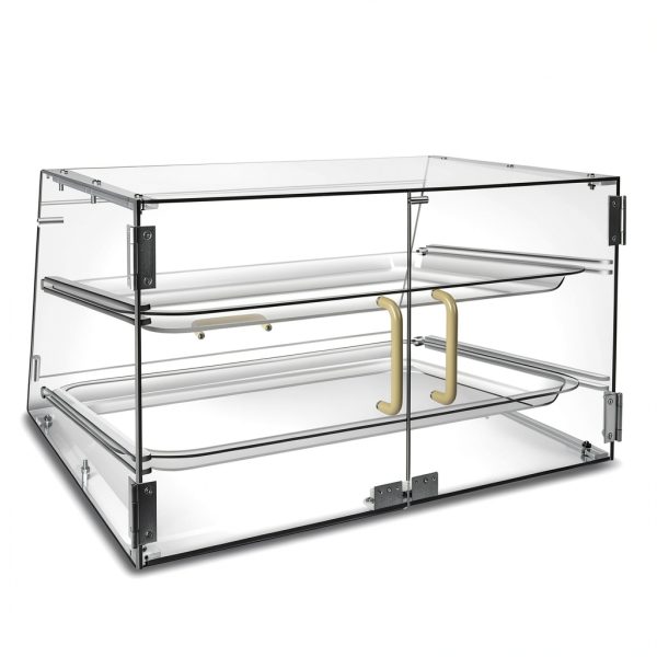 YBSVO 2 Tray Bakery Display Case with Front and Rear Doors - 21" x 17" x 12"-2