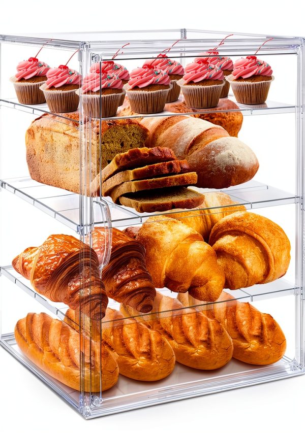 Bakery Display Case Racks1 4‑Tier Countertop with Magnetic Door-0