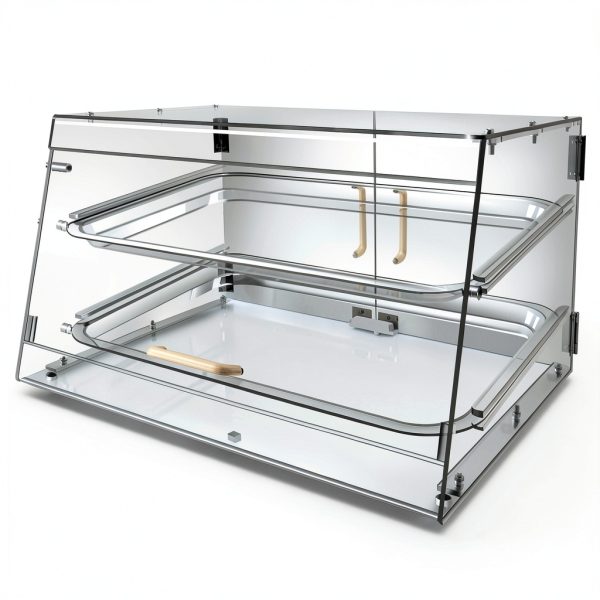 YBSVO 2 Tray Bakery Display Case with Front and Rear Doors - 21" x 17" x 12"-0