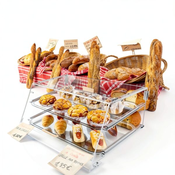 YBSVO 2 Tray Bakery Display Case with Front and Rear Doors - 21" x 17" x 12"-5