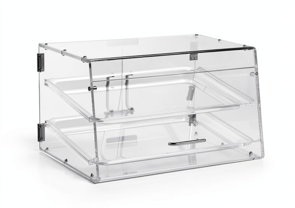 VEVOR Pastry Display Case, 2-Tier Commercial Countertop Bakery Display Case, Acrylic Display Box with Rear Door Access & Removable Shelves, Keep Fresh for Donut Bagels Cake Cookie, 20.7"x13.2"x11.9"-3